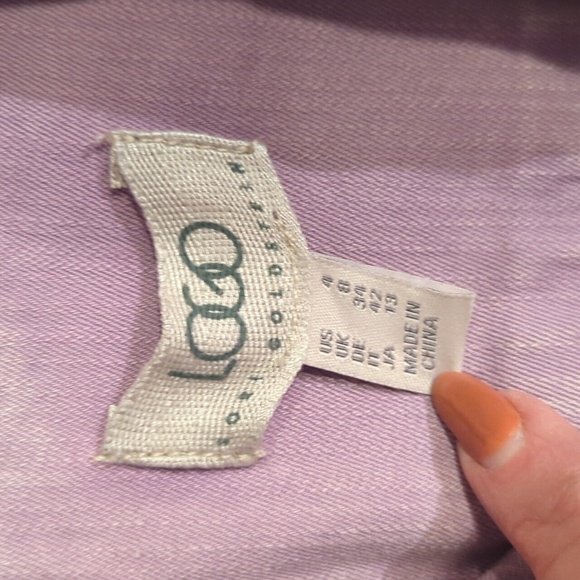 LOGO Lavender Denim Jacket  Relaxed Fit and Contrast Stitching Frayed Hem Sz 4 - Picture 7 of 9